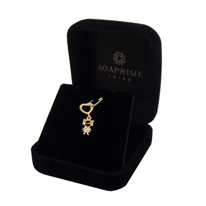 Imagem de Corrente Colar Cordão Maciço Com Pingente Menina Filha Coração Ouro 18k