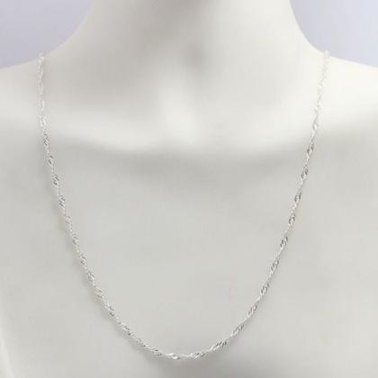 Imagem de Corrente Colar Cordão Singapura Em Prata 925 Italiana 45 Cm 1.5MM