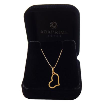 Imagem de Corrente Colar Cordão Veneziana Com Pingente Coração Ouro 18k