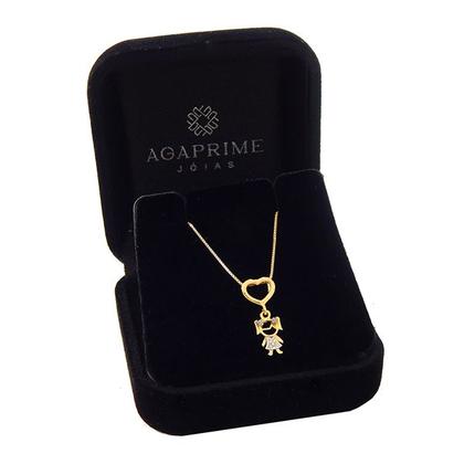 Imagem de Corrente Colar Cordão Veneziana Com Pingente Menina Filha Coração Ouro 18k