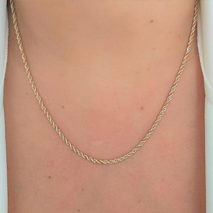 Imagem de Corrente Colar Feminino 45cm Cordão Baiano Tricolor De Ouro 18k