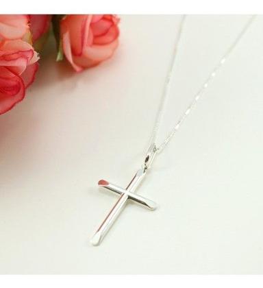 Imagem de Corrente Colar Prata 45 Cm Com Pingente Cruz Legitima 925