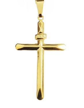 Imagem de Corrente Cordão Baiano 70cm + Pingente Cruz com INRI Masculino Banhada a Ouro