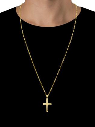 Imagem de Corrente Cordão Banhado A Ouro 18k Com Pingente Cruz Corda
