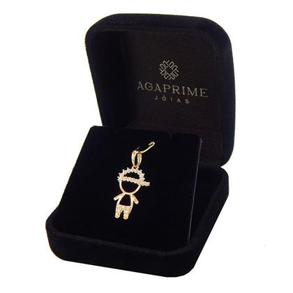 Imagem de Corrente Cordão Feminino Com Pingente Menino Filho Zircônias Ouro 18k
