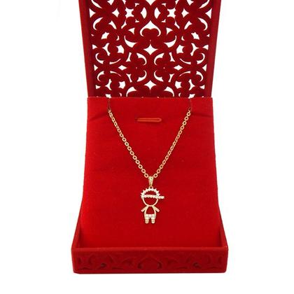 Imagem de Corrente Cordão Feminino Com Pingente Menino Filho Zircônias Ouro 18k