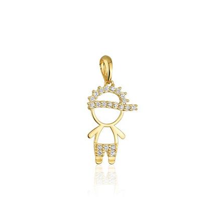 Imagem de Corrente Cordão Feminino Com Pingente Menino Filho Zircônias Ouro 18k