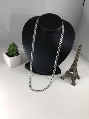 Imagem de Corrente Cordão Grossa Prata Maciça 925 Grumet Flat 70 Cm