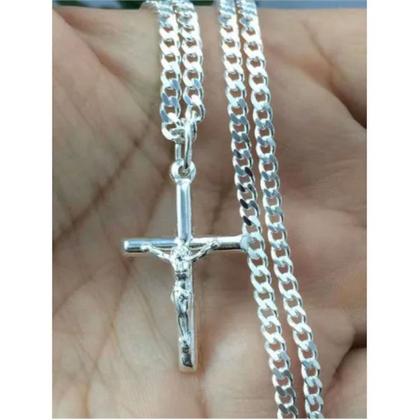 Imagem de Corrente Cordão Infantil Prata 925 Grumet 45 Cm C/ Crucifix