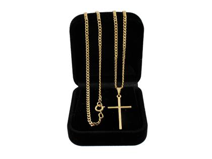 Imagem de Corrente Cordão Masculino Banhado A Ouro 18k Pingente Cruz Palito 