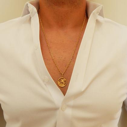 Imagem de Corrente Cordão Masculino Com Pingente São Jorge Ouro 18k