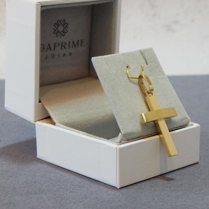 Imagem de Corrente Cordão Masculino Diamantado Com Pingente Cruz Ouro 18k