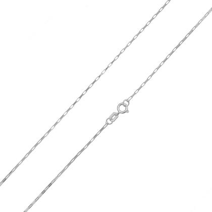 Imagem de Corrente Cordão Masculino Elo Quadrado 70cm Ouro Branco 18k