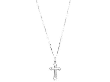 Imagem de Corrente Cordão Masculino Pìastrine 70cm Pingente Crucifixo Prata 925