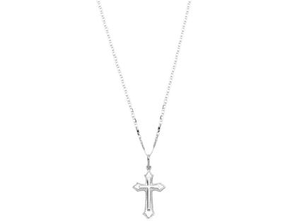 Imagem de Corrente Cordão Masculino Pìastrine 70cm Pingente Crucifixo Prata 925