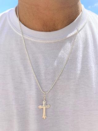 Imagem de Corrente De Prata 925 Cordão Baiano Com Pingente Crucifixo