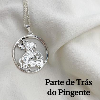 Imagem de Corrente De Prata 925 Masculina + Pingente Medalha São Jorge