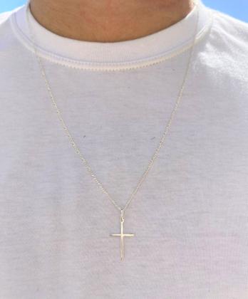 Imagem de Corrente De Prata 925 Masculino 3x1 60cm Pingente Crucifixo