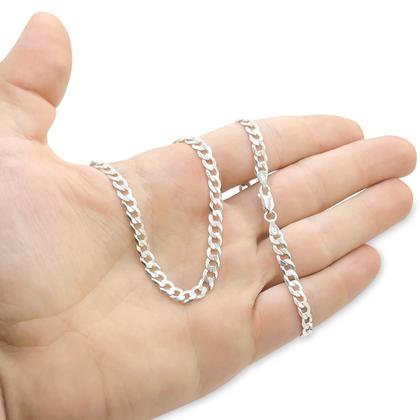 Imagem de Corrente Em Prata 925 Legítima Grumet 1x1 60cm Maciça Colar Cordão Masculino