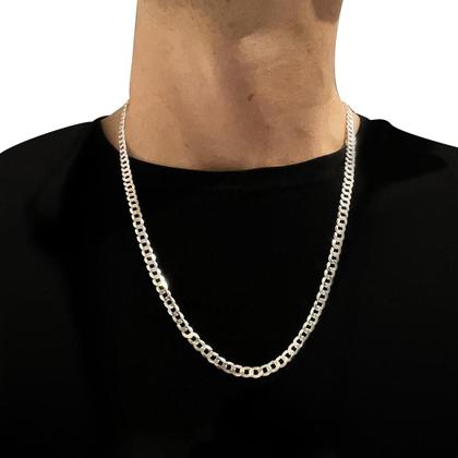 Imagem de Corrente Em Prata 925 Legítima Grumet 1x1 60cm Maciça Colar Cordão Masculino