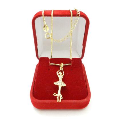Imagem de Corrente Feminina 40/45cm 1mm Bailarina Folheado Ouro 18k CR886