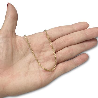 Imagem de Corrente Feminina de Ouro 18k 45cm Meia Corda Cordão Colar Gargantilha Elo Trabalhado