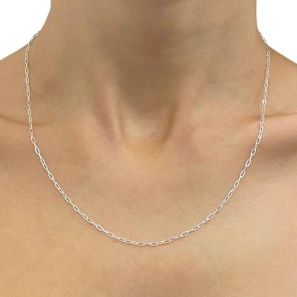 Imagem de Corrente Feminina Elos Cadeado 1,8mm 45cm Prata 925 Legítima