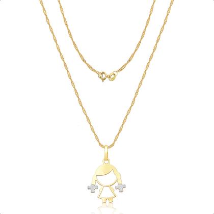 Imagem de Corrente Feminina Ouro 18k 50cm E Pingente Menina
