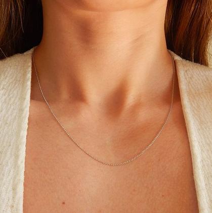 Imagem de Corrente Feminina Portuguesa Maciça Diamantada Em Ouro Branco 18k 1,50mm