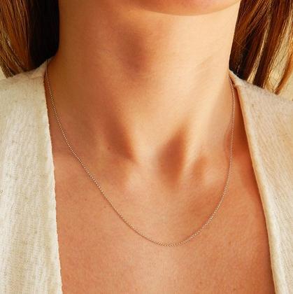 Imagem de Corrente Feminina Portuguesa Maciça Diamantada Em Ouro Branco 18k 1,50mm