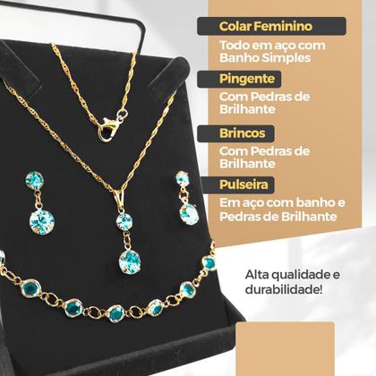 Imagem de Corrente Feminina Veneziana + pulseira + corrente colar veneziana Qualidade Premium aço inoxidável