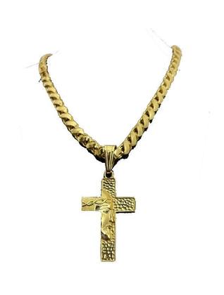 Imagem de Corrente Friso S 8Mm + Pingente Cruz - Banhado A Ouro 18K