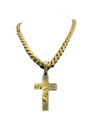 Imagem de Corrente Friso S 8mm + Pingente Cruz - Banhado a Ouro 18k