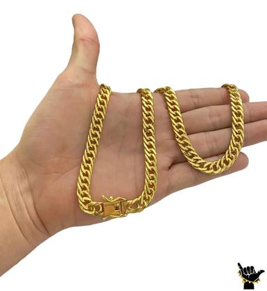 Imagem de Corrente Grumet 10mm + Pulseira + Pingente - Banhado a Ouro