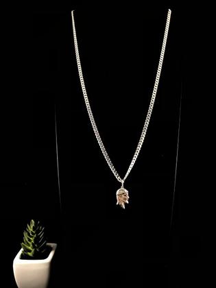 Imagem de Corrente Grumet Pingente Face Cristo Prata 925 Legítima 70cm