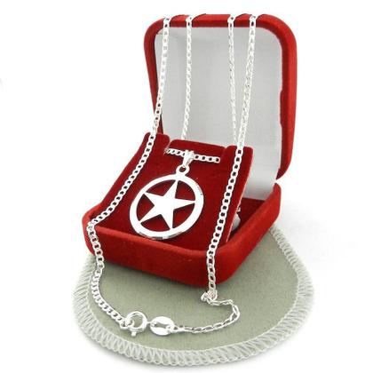 Imagem de Corrente Masculina 50cm 3mm 1x1 Estrela Folheada Prata CR661