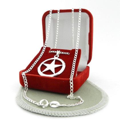 Imagem de Corrente Masculina 50cm 3mm 1x1 Estrela Folheada Prata CR661