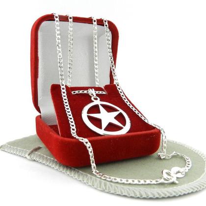 Imagem de Corrente Masculina 50cm 3mm 1x1 Estrela Folheada Prata CR661