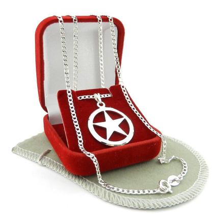 Imagem de Corrente Masculina 50cm 3mm 1x1 Estrela Folheada Prata CR661