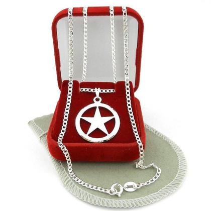 Imagem de Corrente Masculina 50cm 3mm 1x1 Estrela Folheada Prata CR661