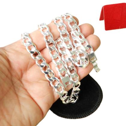 Imagem de Corrente Masculina 60cm 1cm Largura Folheada Prata Cr128