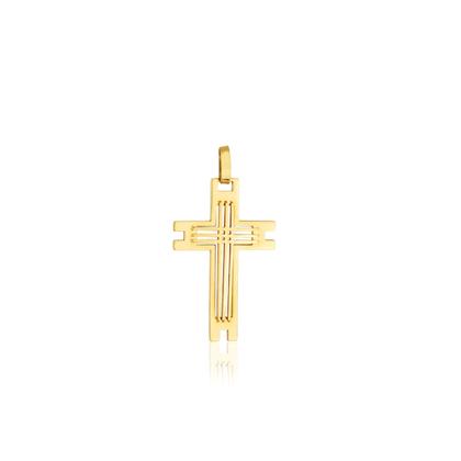 Imagem de Corrente Masculina 60cm Com Pingente de Cruz Trabalhada Ouro 18k