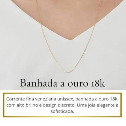 Imagem de Corrente Masculina Banhada Ouro 18k Colar Fino 60cm Top