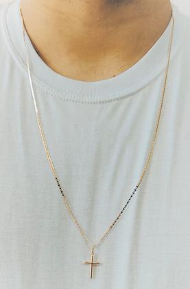 Imagem de Corrente Masculina Piastrine 70cm E Crucifixo Ouro 18k 750