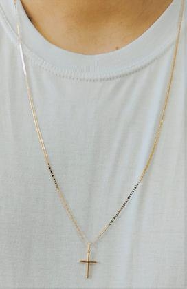 Imagem de Corrente Masculina Piastrine 70cm E Crucifixo Ouro 18k 750