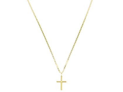 Imagem de Corrente Masculina Piastrine 70cm E Crucifixo Ouro 18k 750