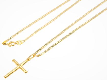 Imagem de Corrente Masculina Piastrine 70cm E Crucifixo Ouro 18k 750