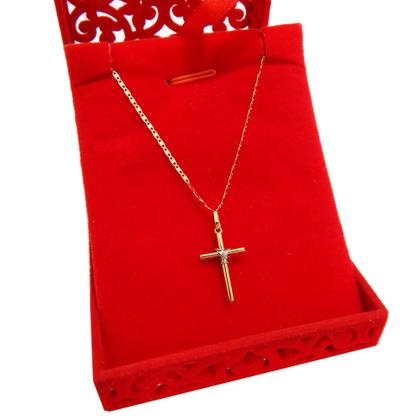 Imagem de Corrente Masculina Piastrine Com Pingente Cruz Ouro 18k 70 cm