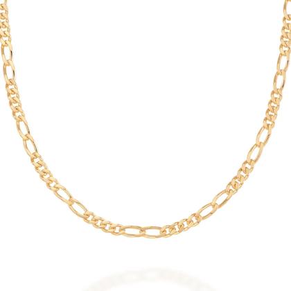 Imagem de Corrente Masculina Rommanel Com Elos Trabalhados E Alternados Banhado Ouro 18k