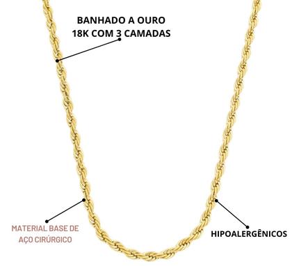Imagem de Corrente Masculino Colar Banhada A Ouro 18k Cordão Barata